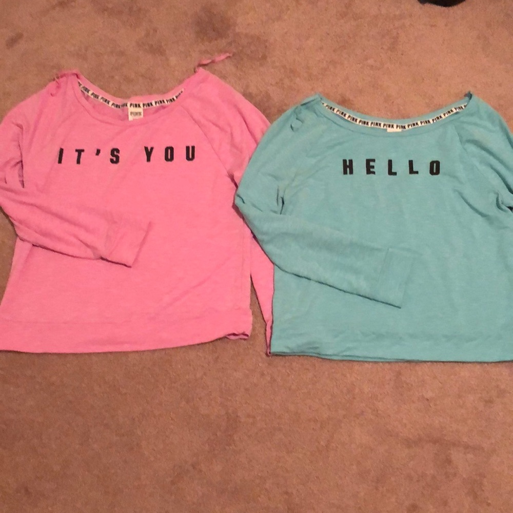 💥2-PINK Victoria Secret long sleeve shirts